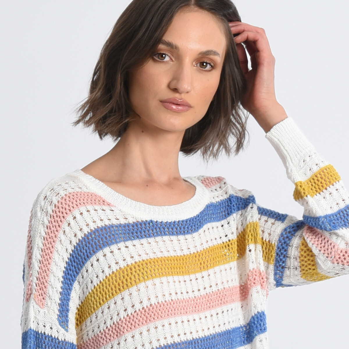 Пуловер В широкую полоску M разноцветный1