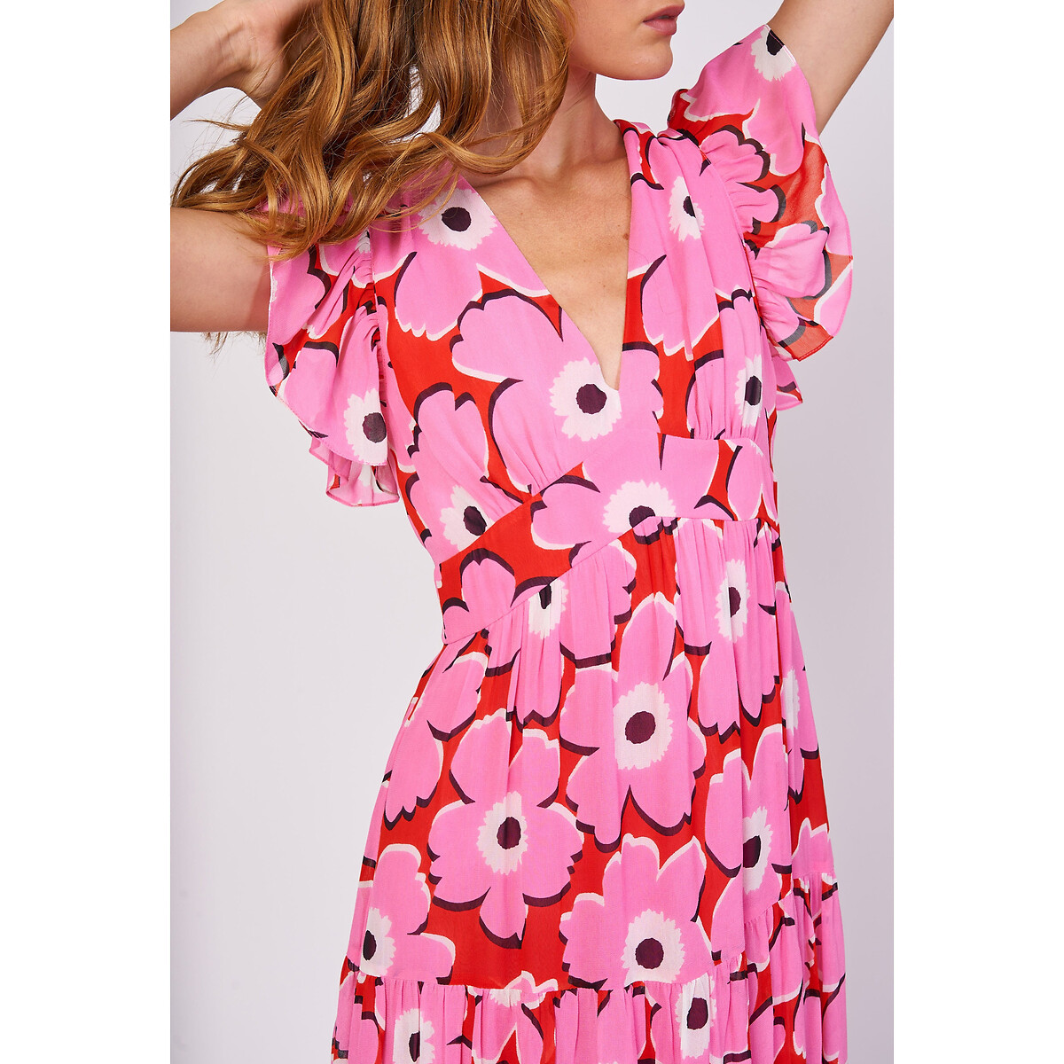 Платье Длинное с цветочным принтом Clmence L розовый LaRedoute, размер L - фото 3