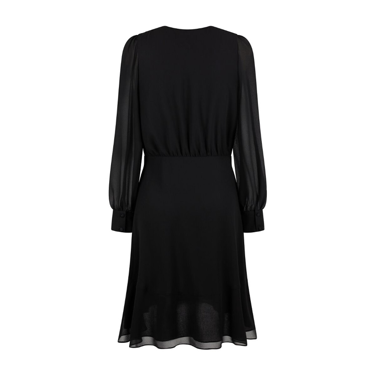 Платье Из вуали с V-образным вырезом длинные рукава 46 черный LaRedoute, размер 46 - фото 2