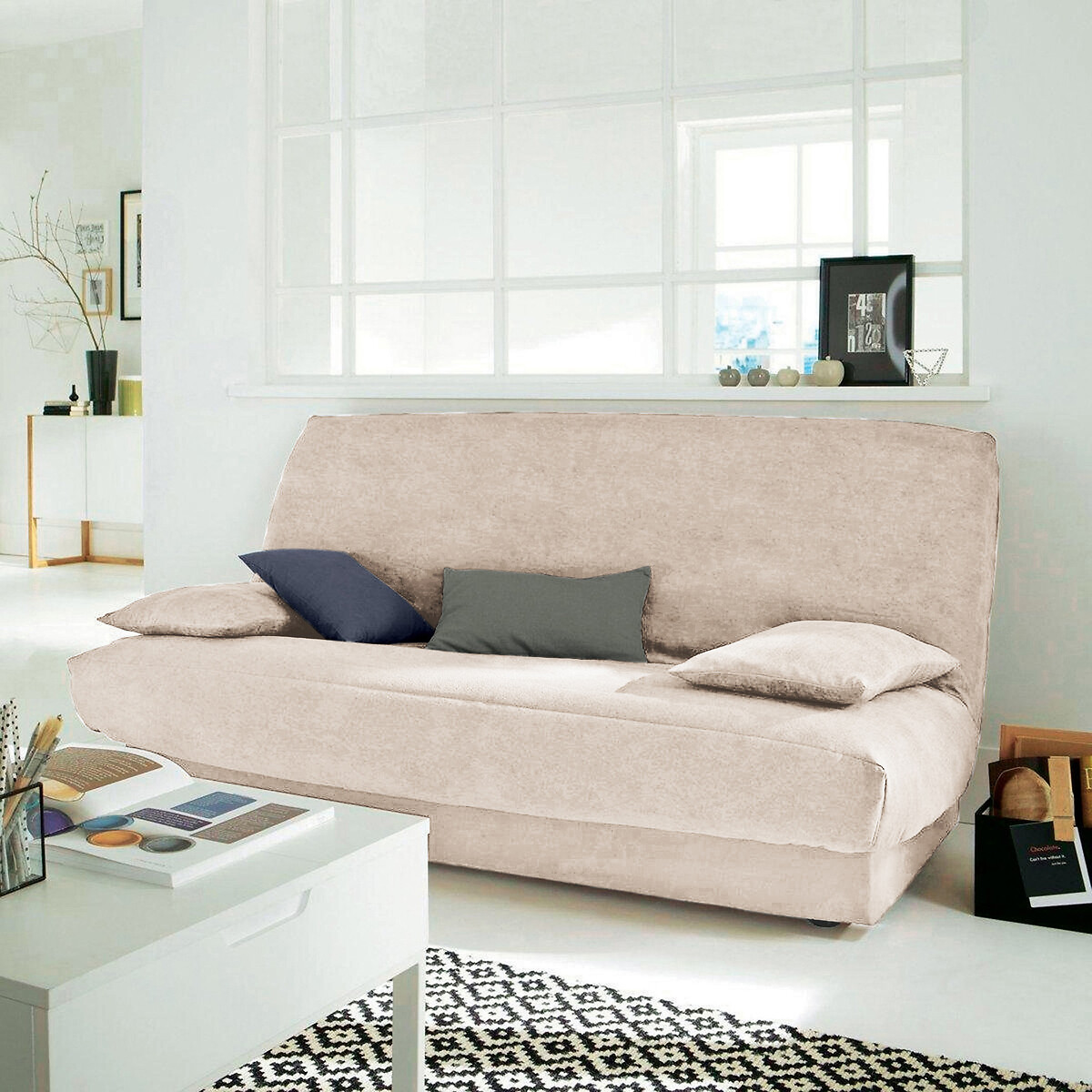 Чехол Для раскладного дивана из искусственной замши единый размер бежевый