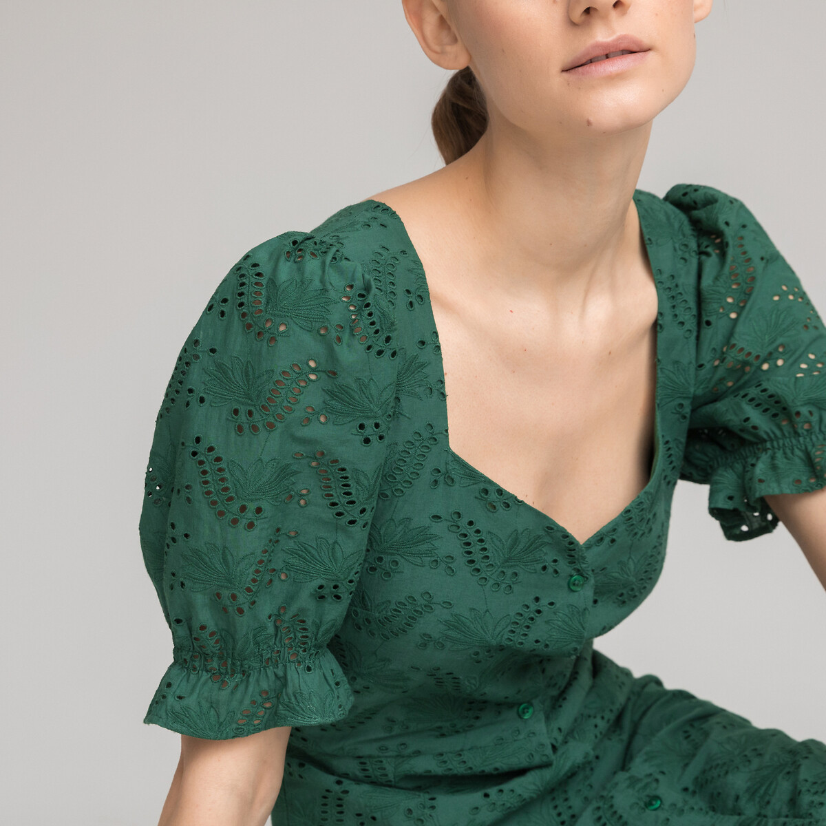 Платье LA REDOUTE COLLECTIONS С короткими рукавами с напуском 50 зеленый, размер 50 - фото 3
