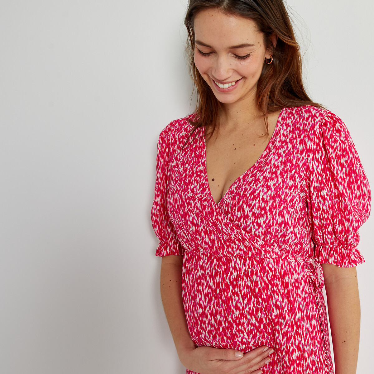 Платье для периода беременности с запахом графический принт  40 розовый LaRedoute, размер 40 - фото 3