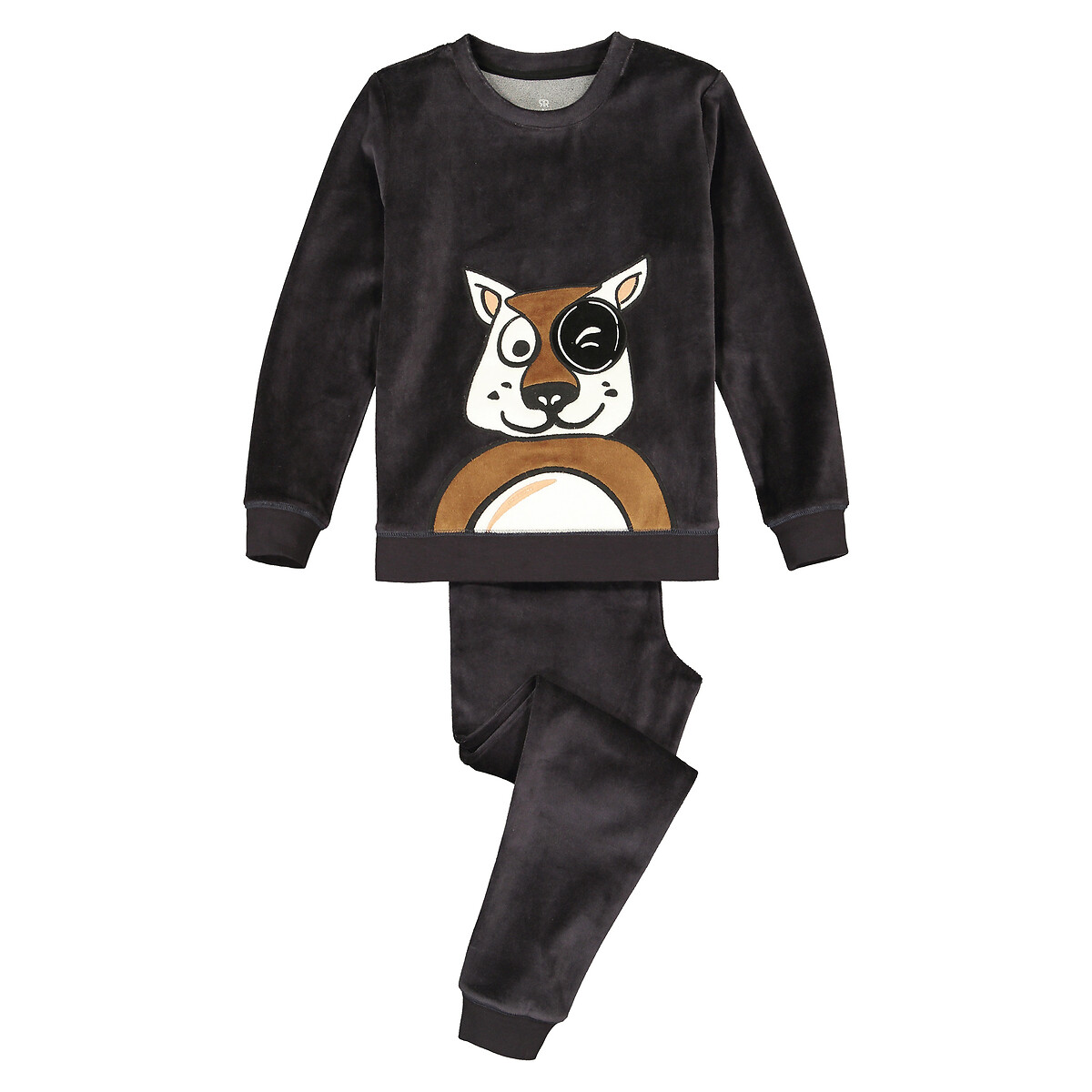 Пижама Из хлопкового велюра с рисунком собаки 5 лет - 108 см серый