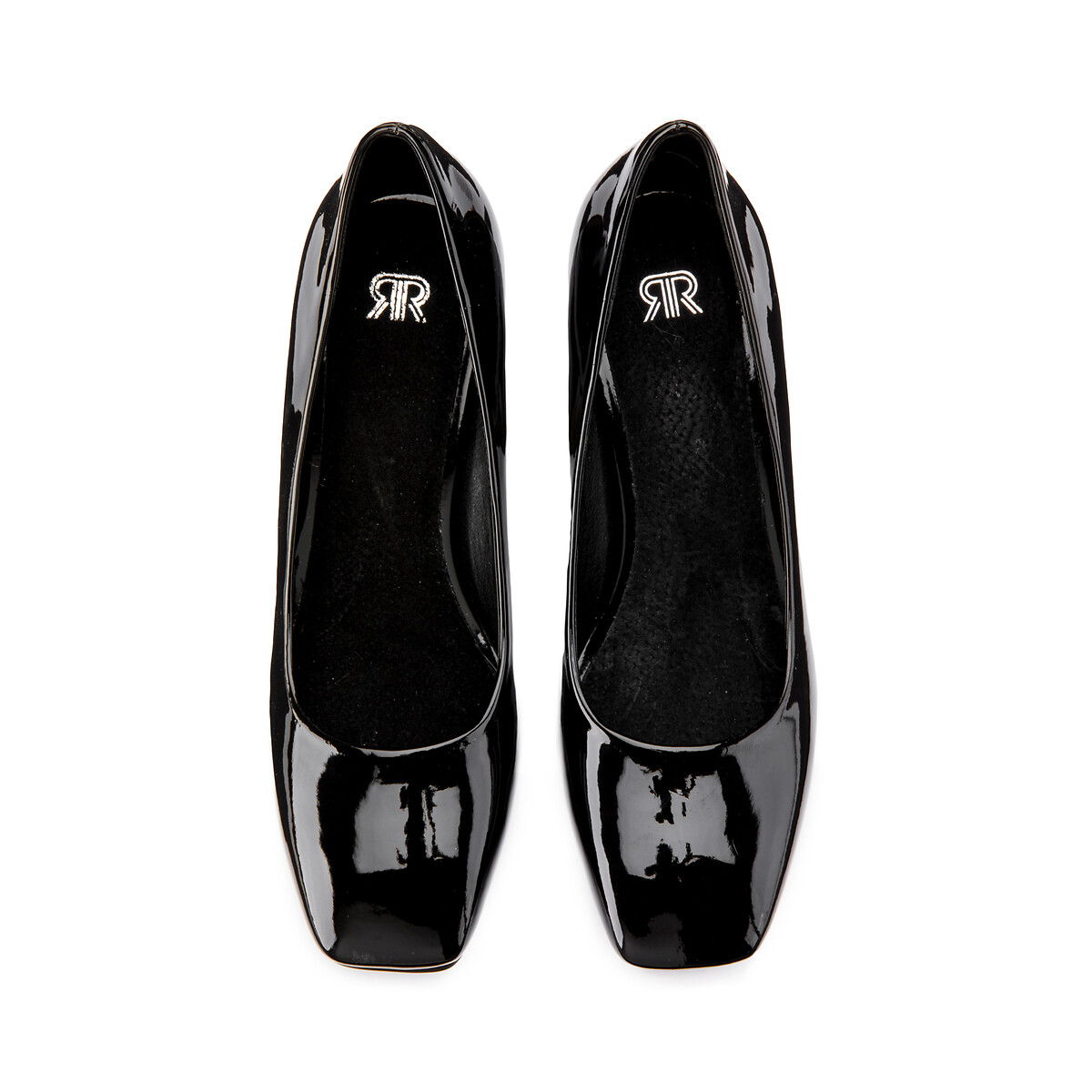 Туфли-лодочки LaRedoute С квадратным мыском широким каблуком лакированные 36 черный, размер 36 - фото 3