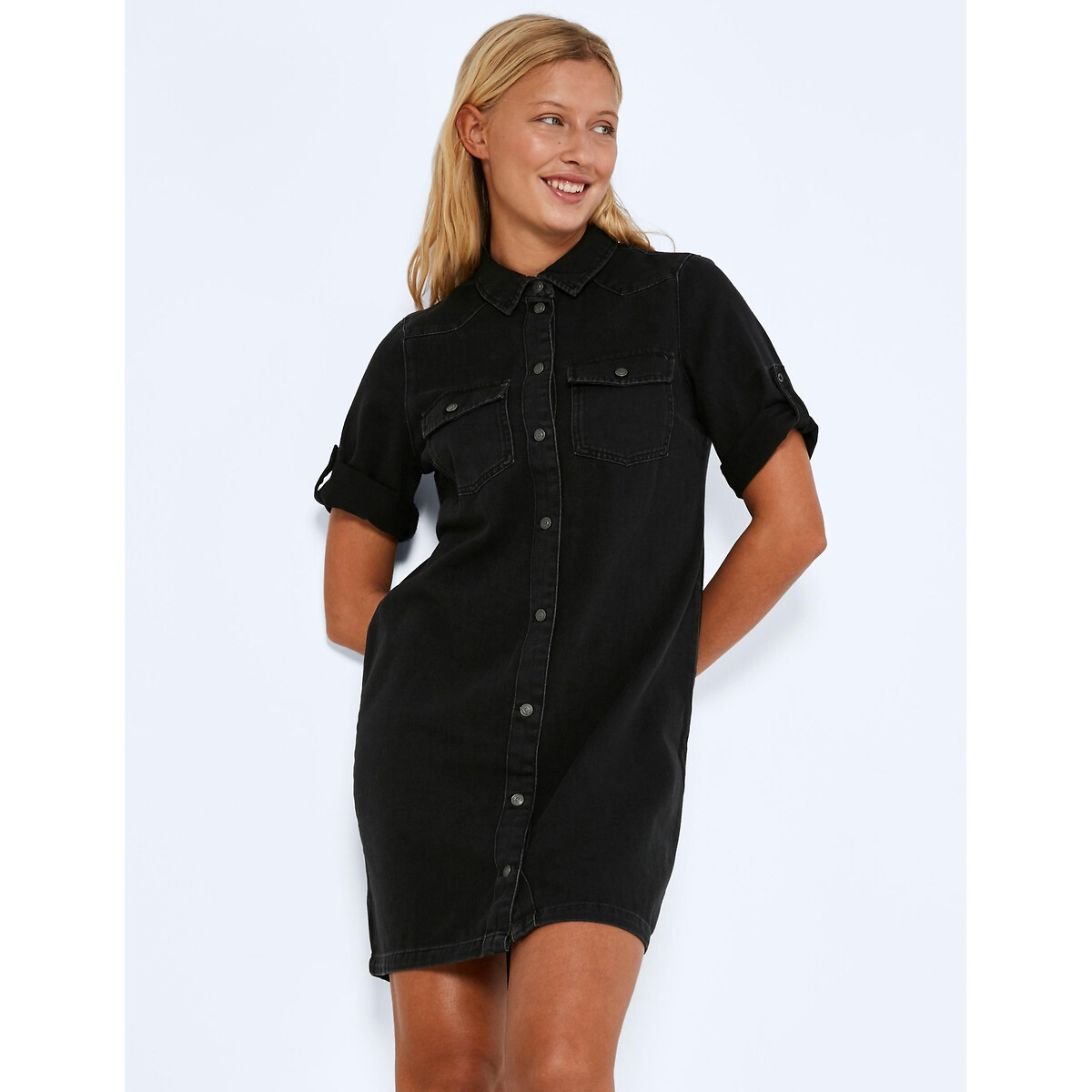 Платье-рубашка Из джинсовой ткани S черный LaRedoute, размер S - фото 2