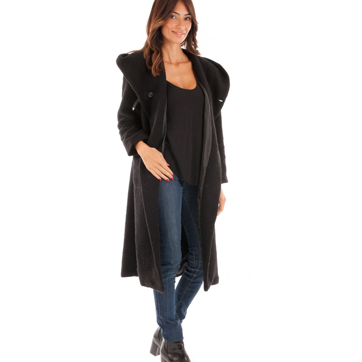 Manteau long capuche