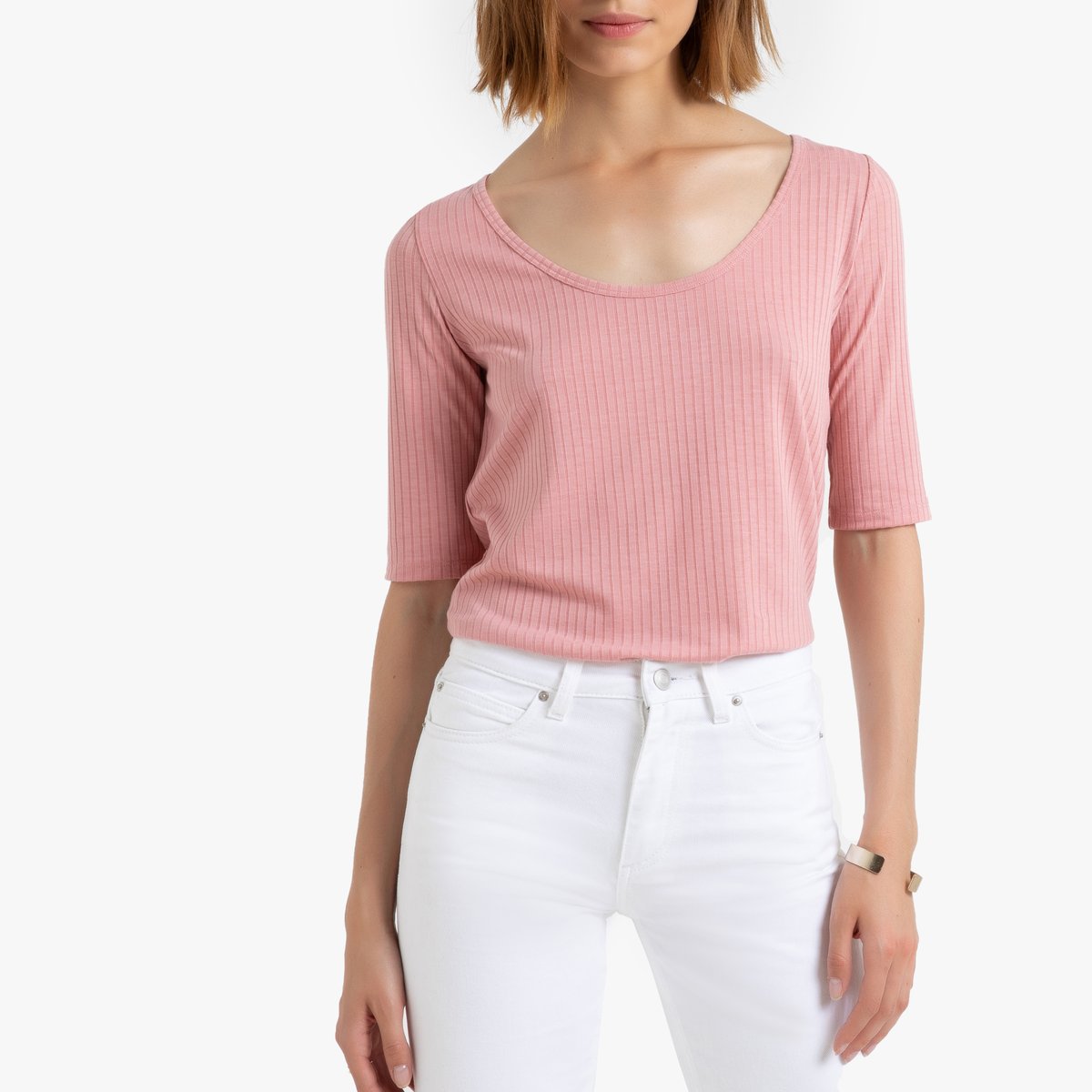 

Футболка La Redoute, Розовый, С круглым вырезом L розовый