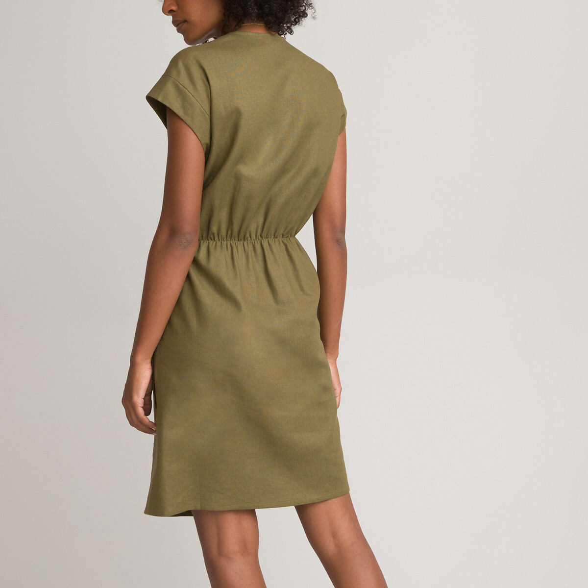 Платье LA REDOUTE COLLECTIONS Короткое с запахом с короткими рукавами 40 зеленый, размер 40 - фото 4
