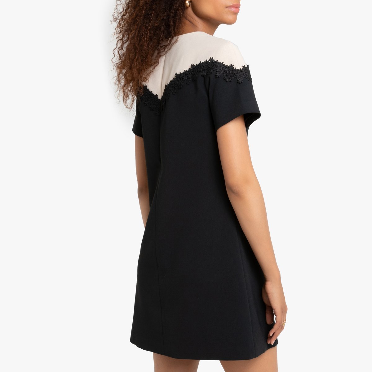 Платье La Redoute Прямое двухцветное с короткими рукавами XS черный, размер XS - фото 4