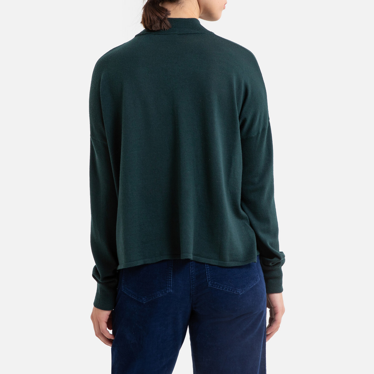 Пуловер La Redoute С воротником-стойкой из тонкого трикотажа MASSA XS зеленый, размер XS - фото 3