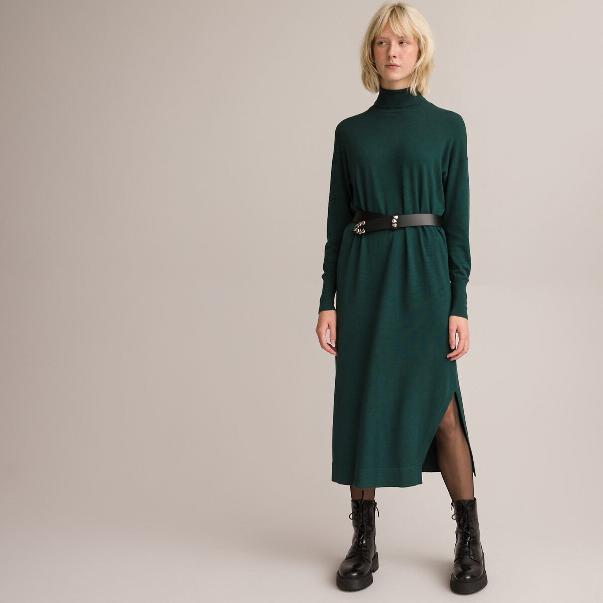 Платье-пуловер С высоким воротником длина миди XL зеленый LaRedoute, размер XL - фото 2