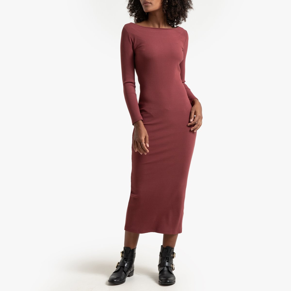 Платье La Redoute Длинное облегающее из трикотажа S каштановый платье la redoute длинное облегающее из трикотажа s каштановый