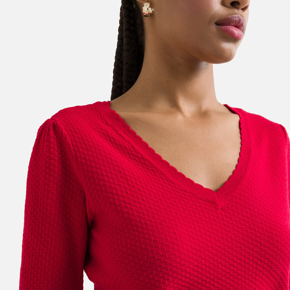 Пуловер NAF NAF С V-образным вырезом M красный, размер M