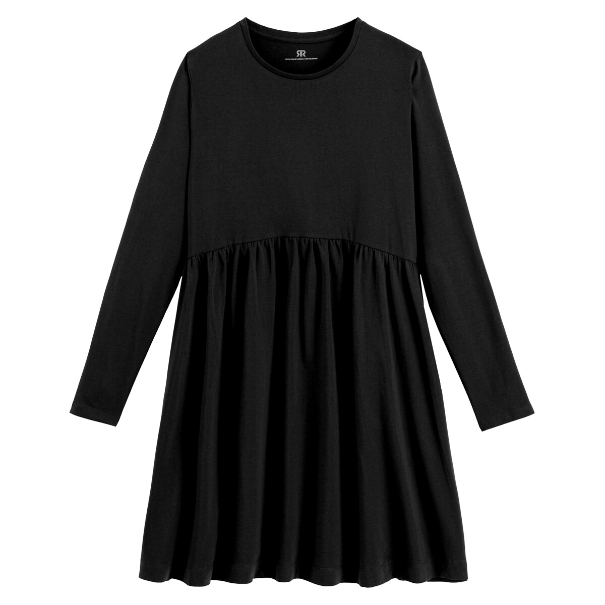 Платье LA REDOUTE COLLECTIONS Платье Расклешенное из трикотажа 100 хлопок длинные рукава 48 черный, размер 48 - фото 5