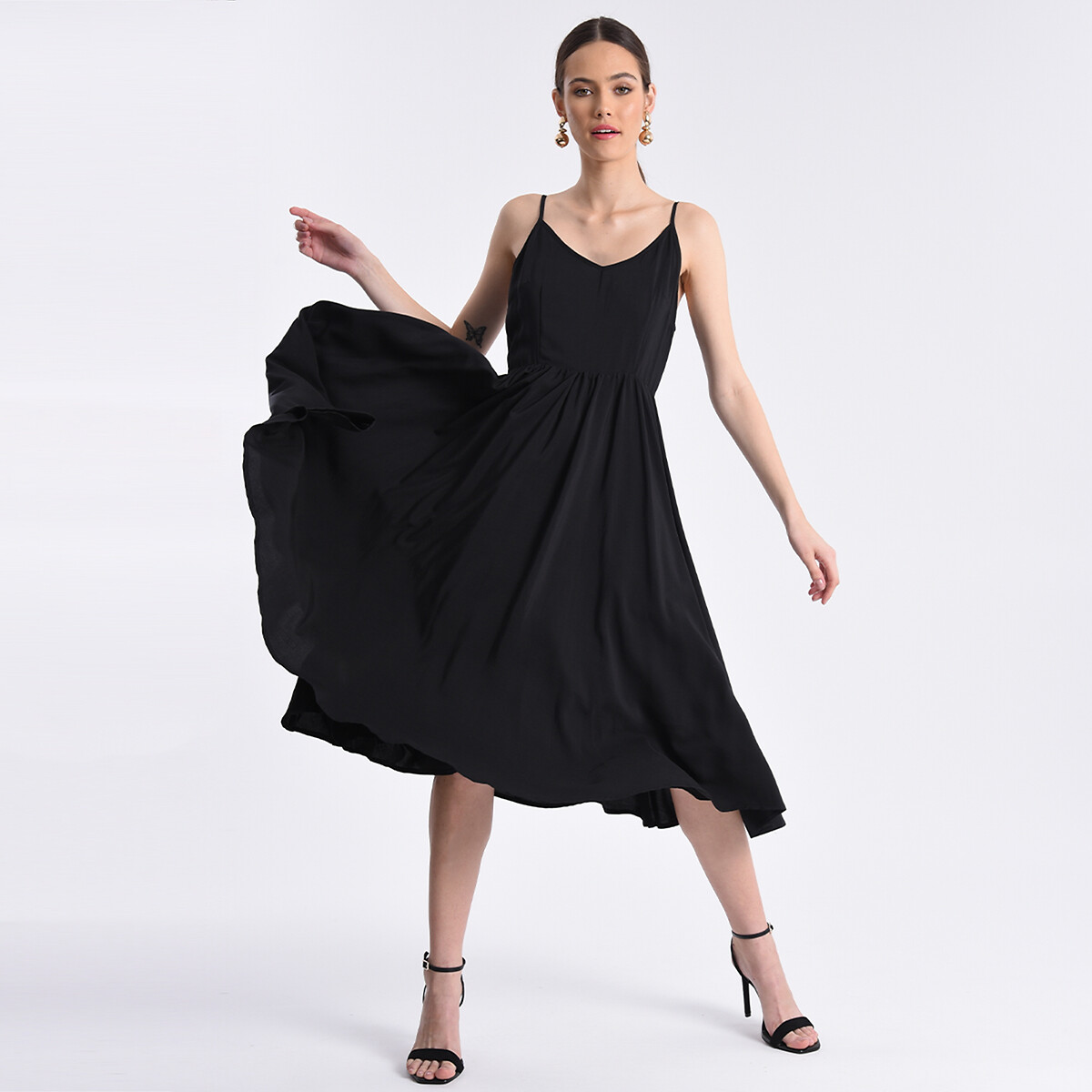 Платье MOLLY BRACKEN На тонких бретелях с расклешенной юбкой XS черный, размер XS - фото 3