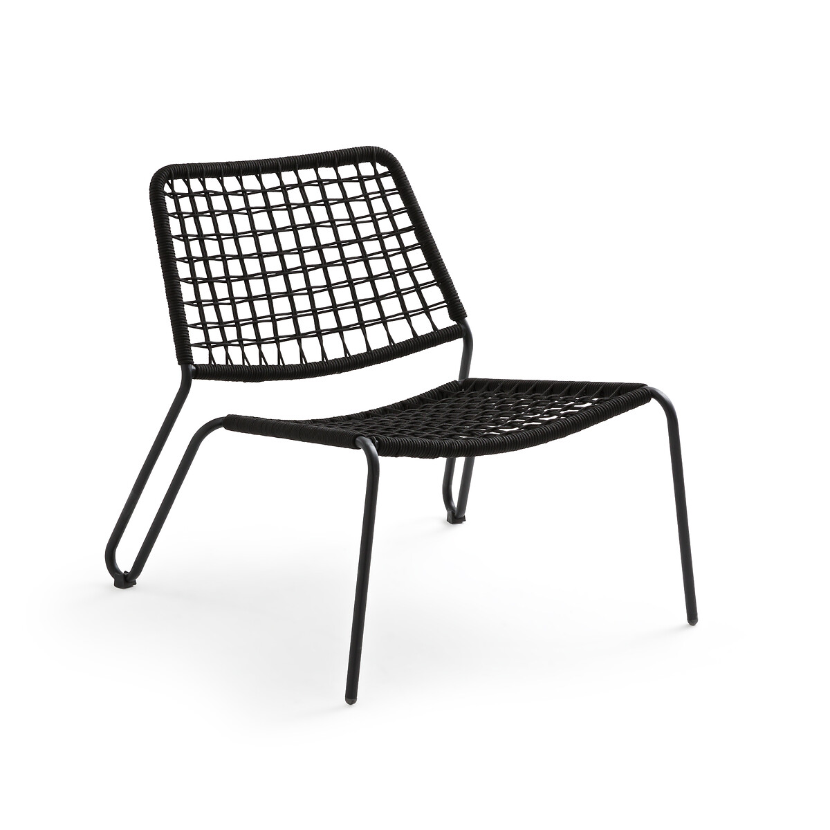 Кресло садовое низкое из металла и плетеной веревки Masix единый размер черный кресло садовое из металла wallace единый размер черный