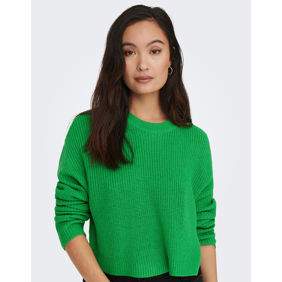 Пуловер Укороченный из тонкого трикотажа XL зеленый