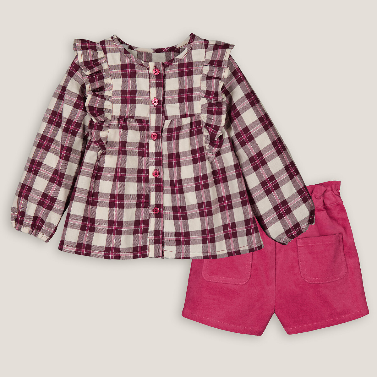 Комплект из двух вещей блузка и шорты 5 лет - 108 см розовый комплект из двух предметов блузки и шорт с вышивкой гладью 5 лет 108 см синий