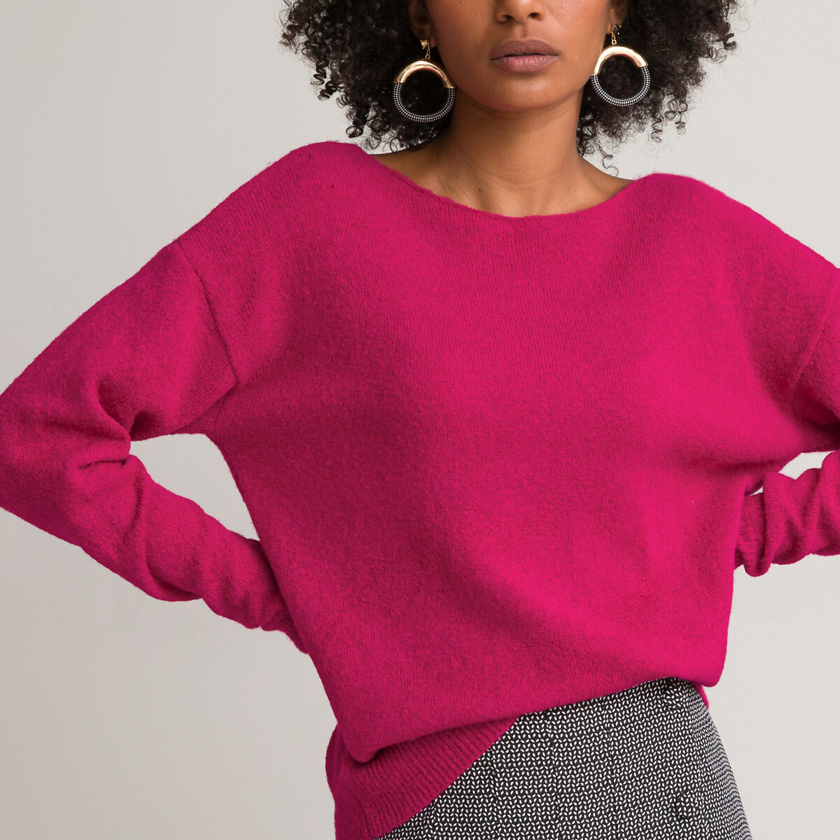 Пуловер LA REDOUTE COLLECTIONS Вырез-лодочка XL розовый, размер XL - фото 3