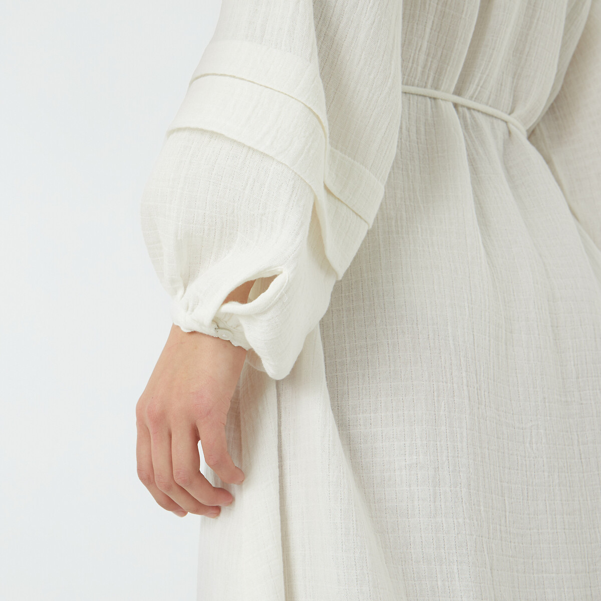 Платье-макси длинное расклешенное длинные рукава с напуском  54 белый LaRedoute, размер 54 - фото 3