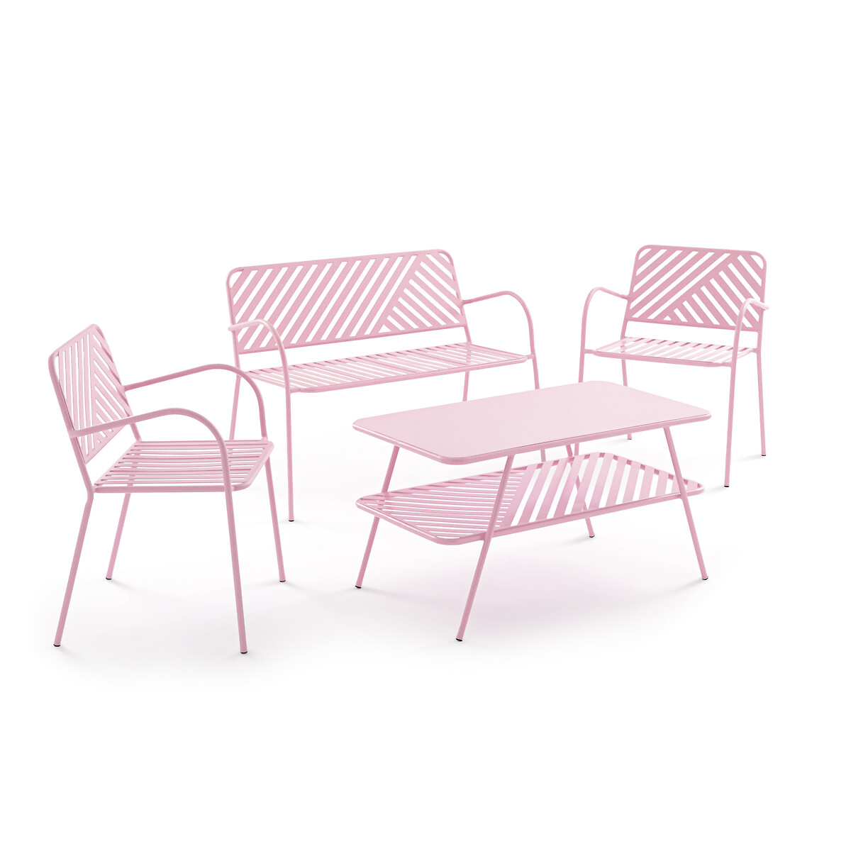 Стол Журнальный с двумя столешницами из стали единый размер розовый LaRedoute - фото 5