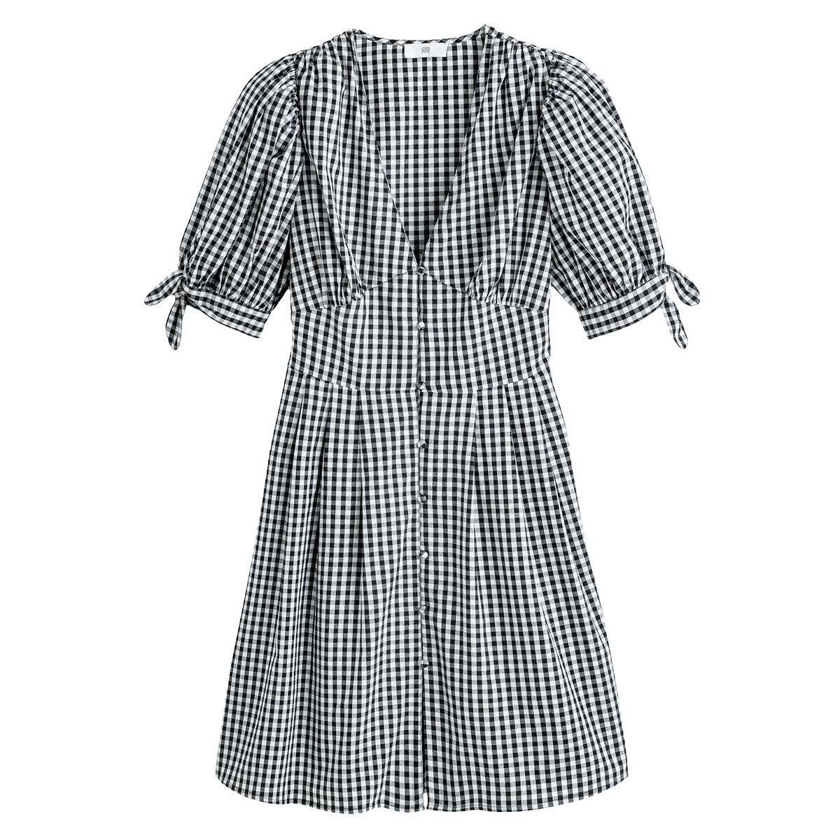 Короткое LA REDOUTE COLLECTIONS Платье на пуговицах с принтом Vischy 50 черный, размер 50 - фото 5