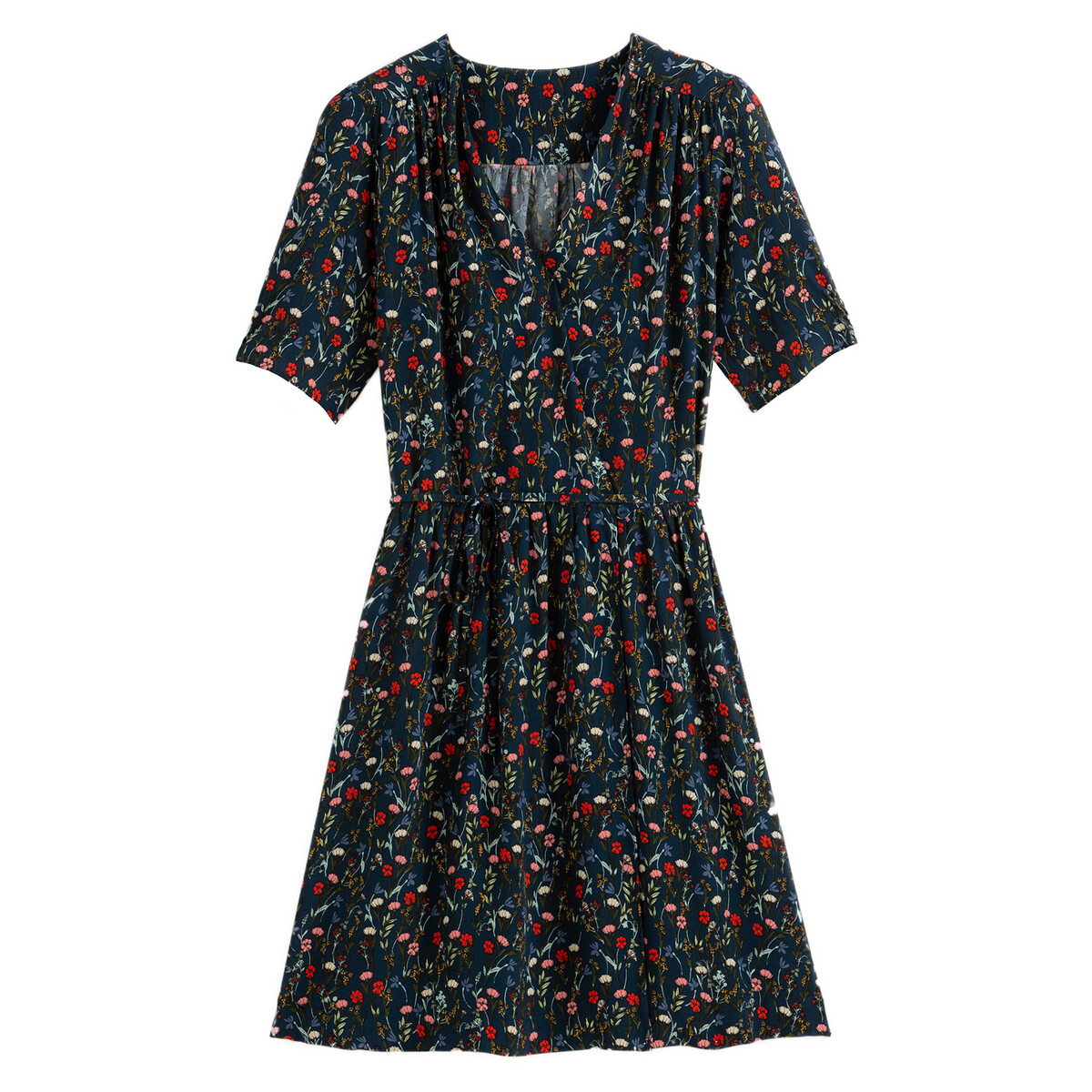 Платье La Redoute С запахом с короткими рукавами 46 (FR) - 52 (RUS) синий, размер 46 (FR) - 52 (RUS) С запахом с короткими рукавами 46 (FR) - 52 (RUS) синий - фото 5