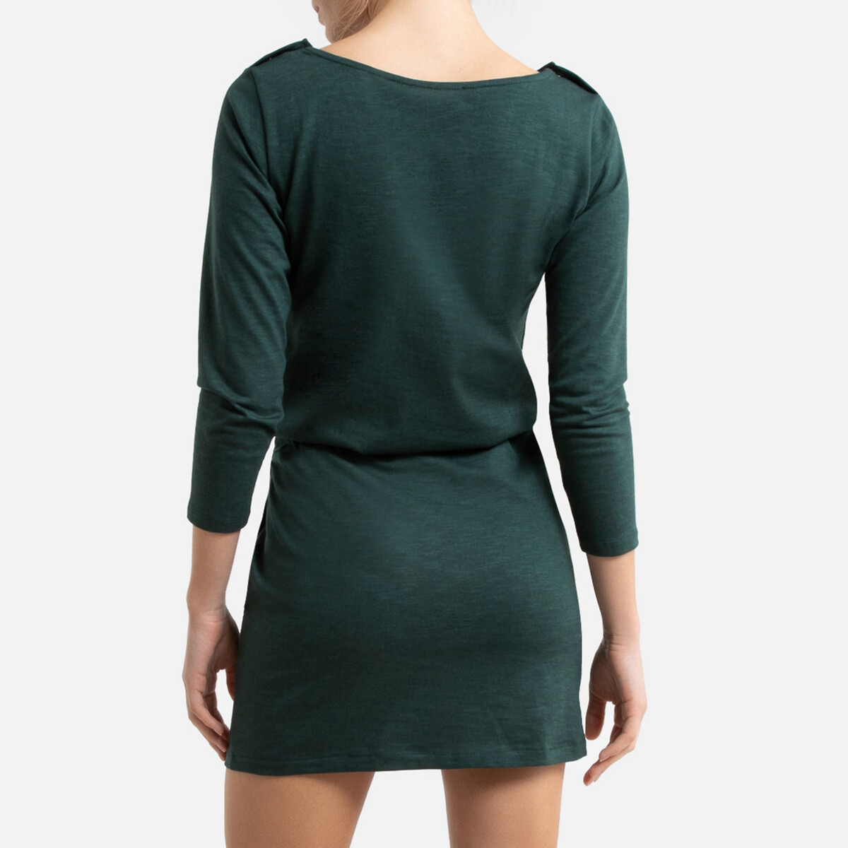Платье La Redoute Прямое короткое с длинными рукавами NU NISHI S зеленый, размер S - фото 4