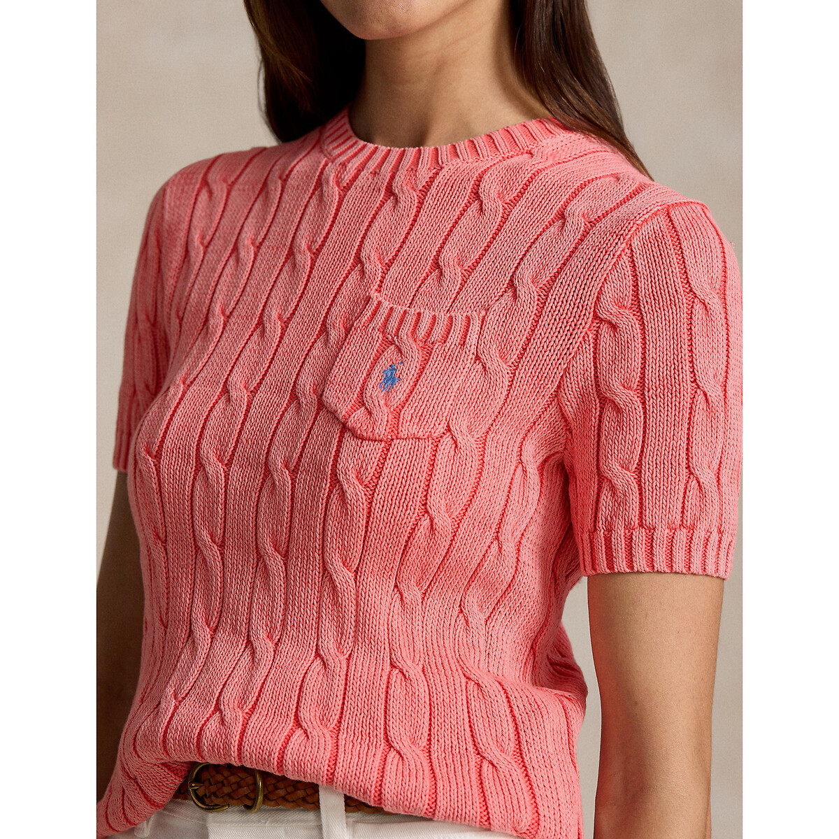Пуловер с короткими рукавами из витого трикотажа  M розовый LaRedoute, размер M - фото 4