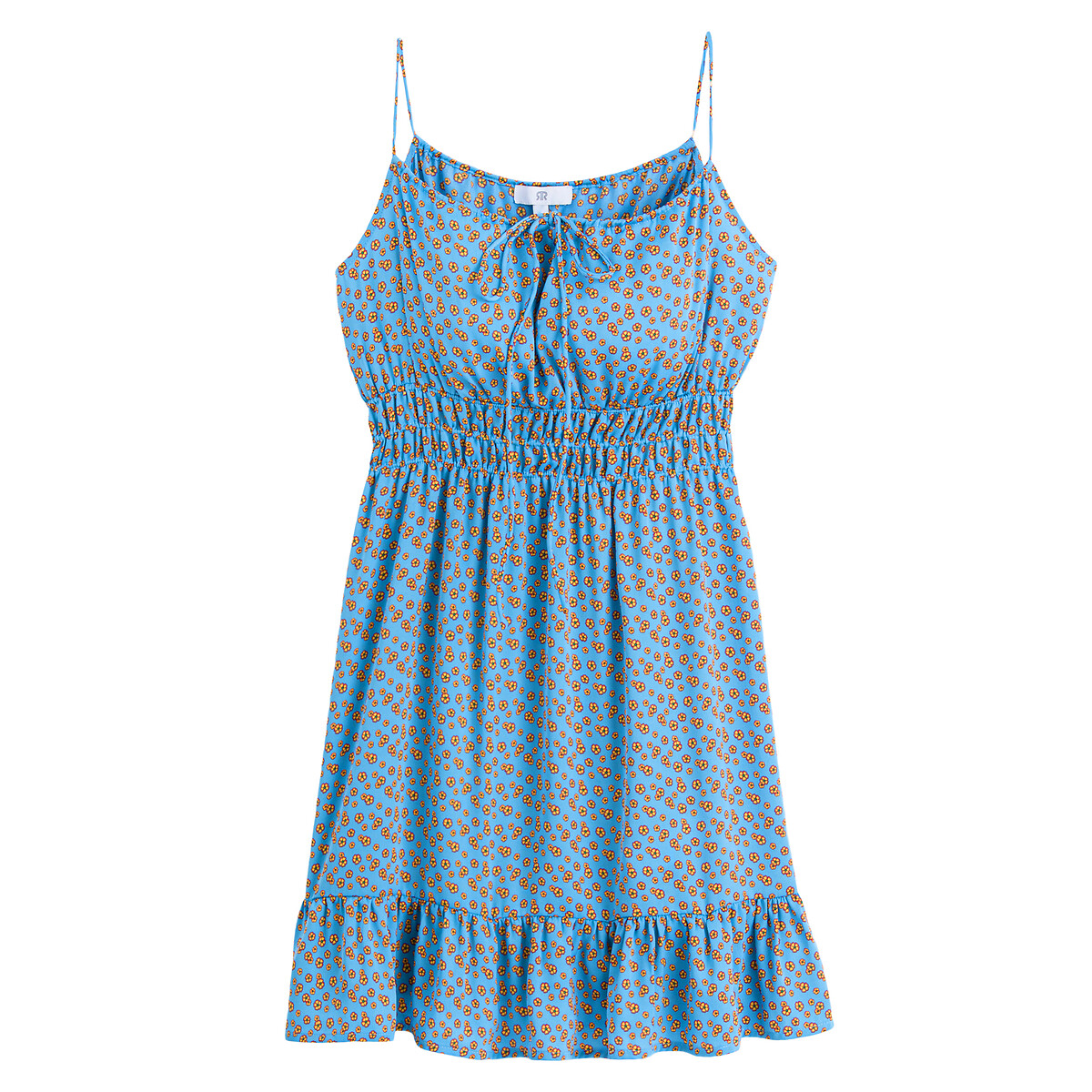 Короткое LA REDOUTE COLLECTIONS Платье на тонких бретелях из сатиновой ткани 42 синий, размер 42 - фото 5