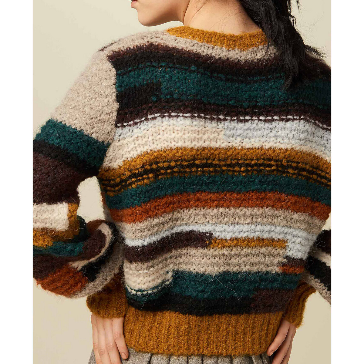 Пуловер LaRedoute С круглым вырезом из трикотажа ALLEN XS разноцветный, размер XS - фото 5