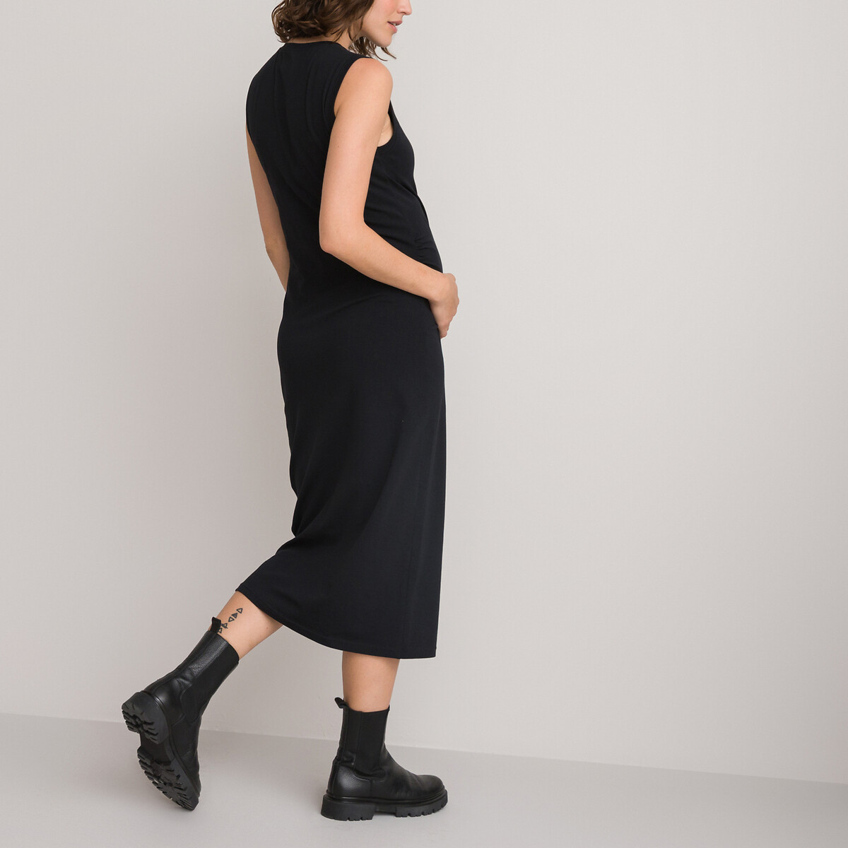 Платье Для периода беременности без рукавов из биохлопка L черный LaRedoute, размер L - фото 4