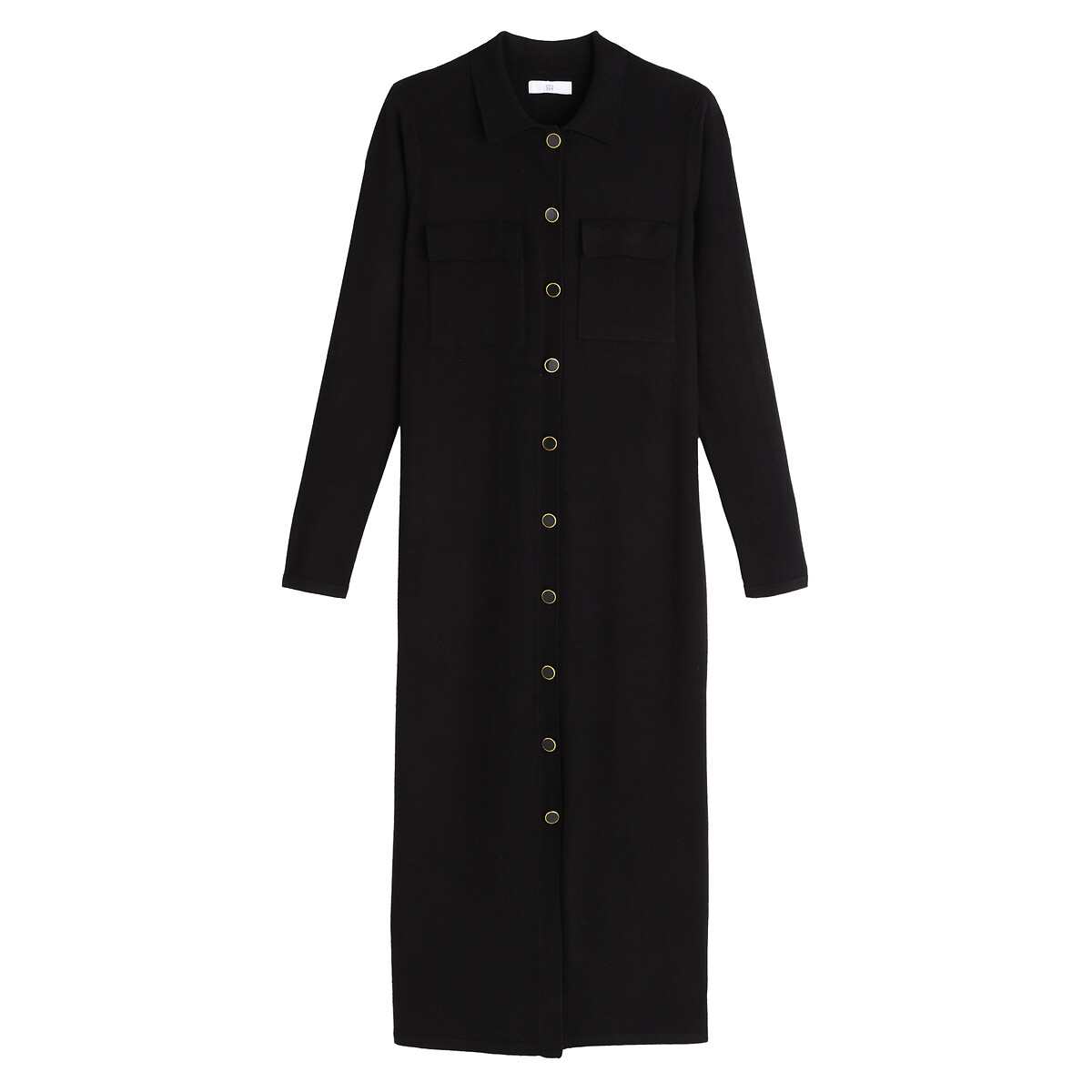 Платье-пуловер LA REDOUTE COLLECTIONS Воротник-поло длинные рукава L черный, размер L - фото 5