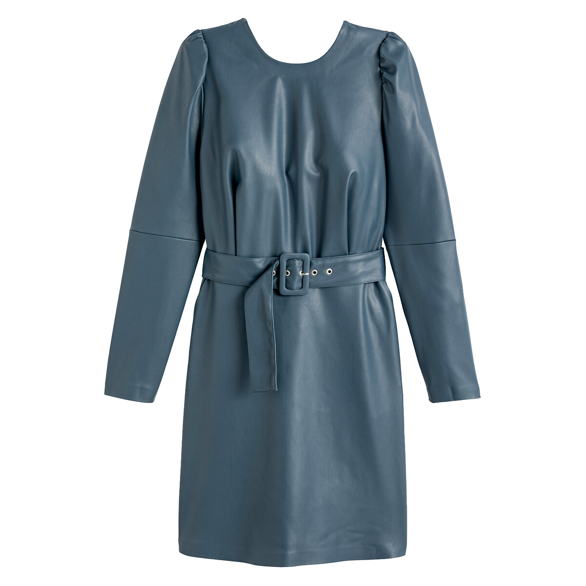 Платье LA REDOUTE COLLECTIONS С круглым вырезом и длинными рукавами из искусственной кожи 48 синий, размер 48 - фото 5