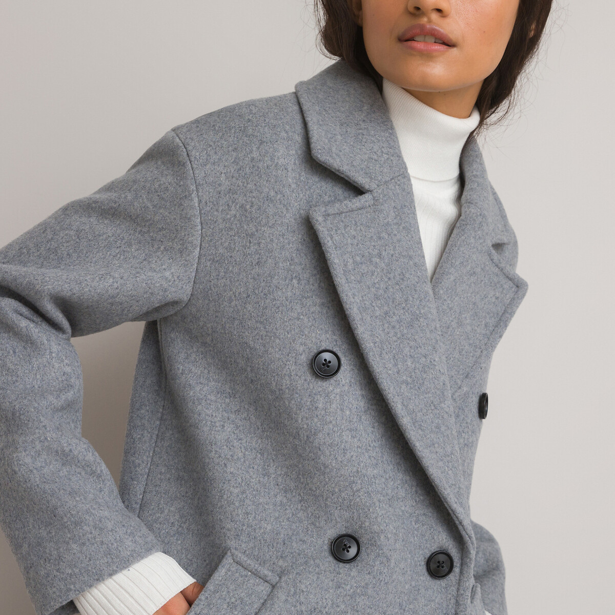 Пальто Signature смешанный шерстяной драп 34 (FR) - 40 (RUS) серый пальто длинное с капюшоном 34 fr 40 rus синий