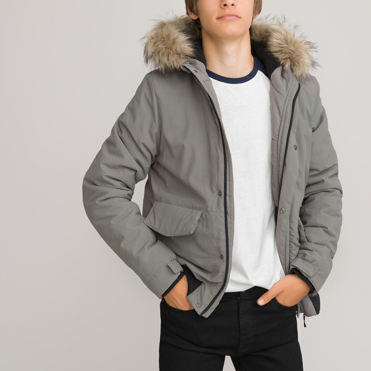 Куртка С капюшоном демисезонная 10-18 лет 12 лет -150 см серый