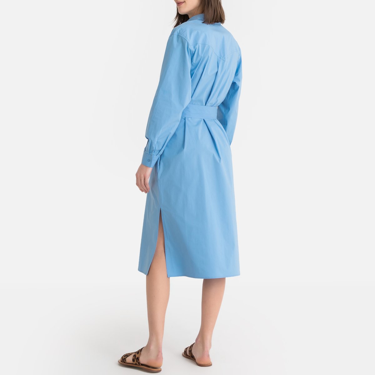 Платье-рубашка LaRedoute Длинная CORA XS синий, размер XS - фото 3