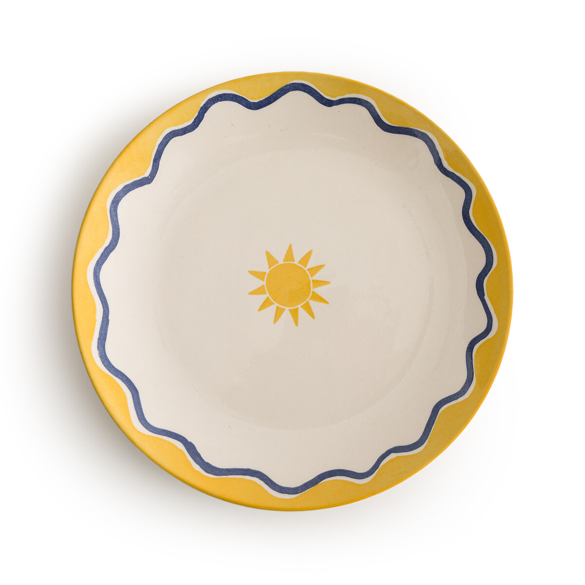 цена Комплект из четырех плоских тарелок из фаянса с принтом Olympe единый размер желтый