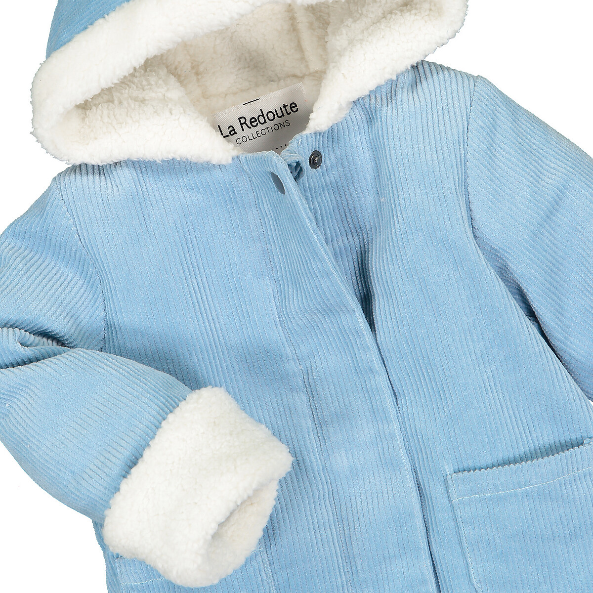 Пальто La Redoute Утепленное из велюра с капюшоном 3 мес-4 года 4 года - 102 см синий, размер 4 года - 102 см - фото 4