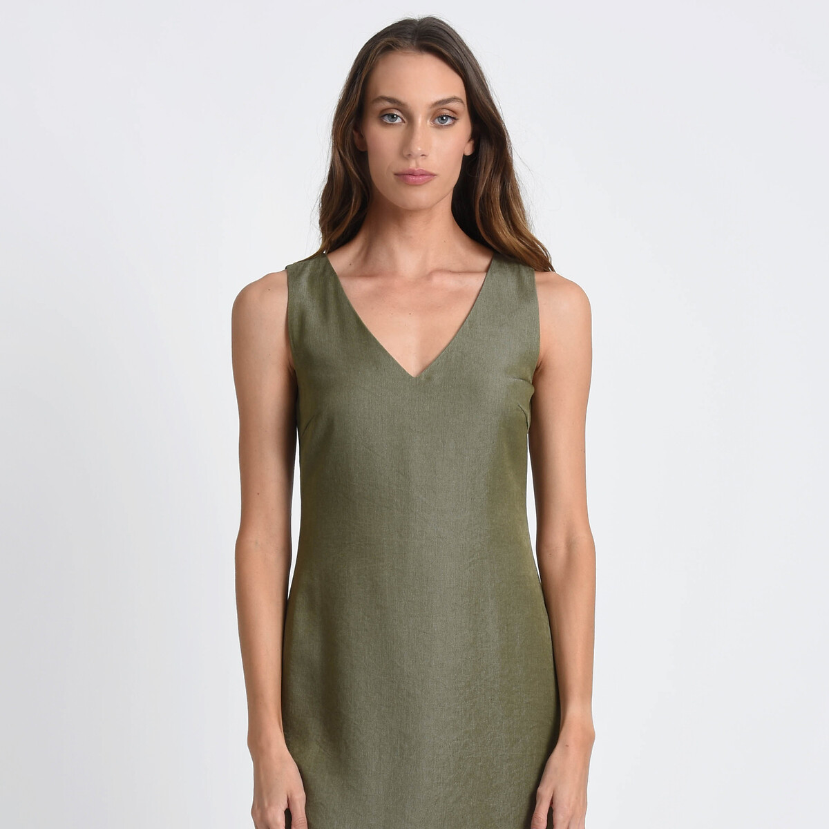 Платье Прямое с V-образным вырезом M зеленый LaRedoute, размер M - фото 2