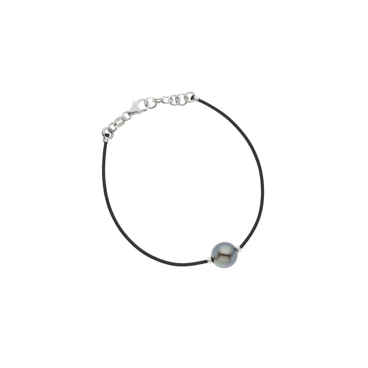 Bracelet Lien Nylon Tressé de couleur NOIRE Véritable Perle de Culture de TAHITI