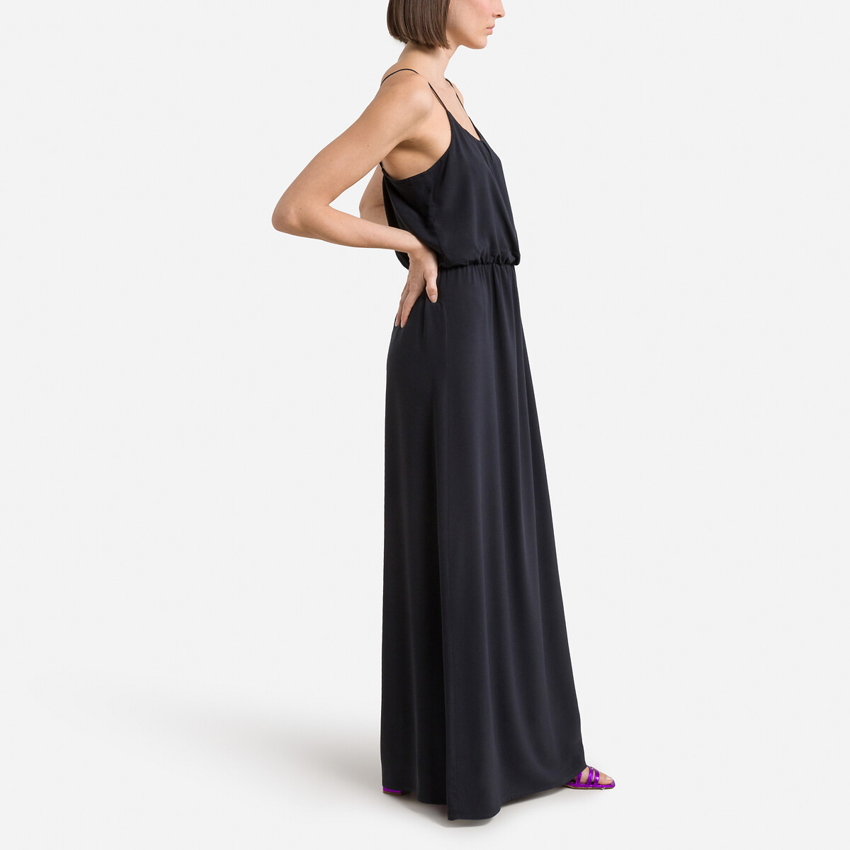Платье Длинное на бретелях 46 черный LaRedoute, размер 46 - фото 2
