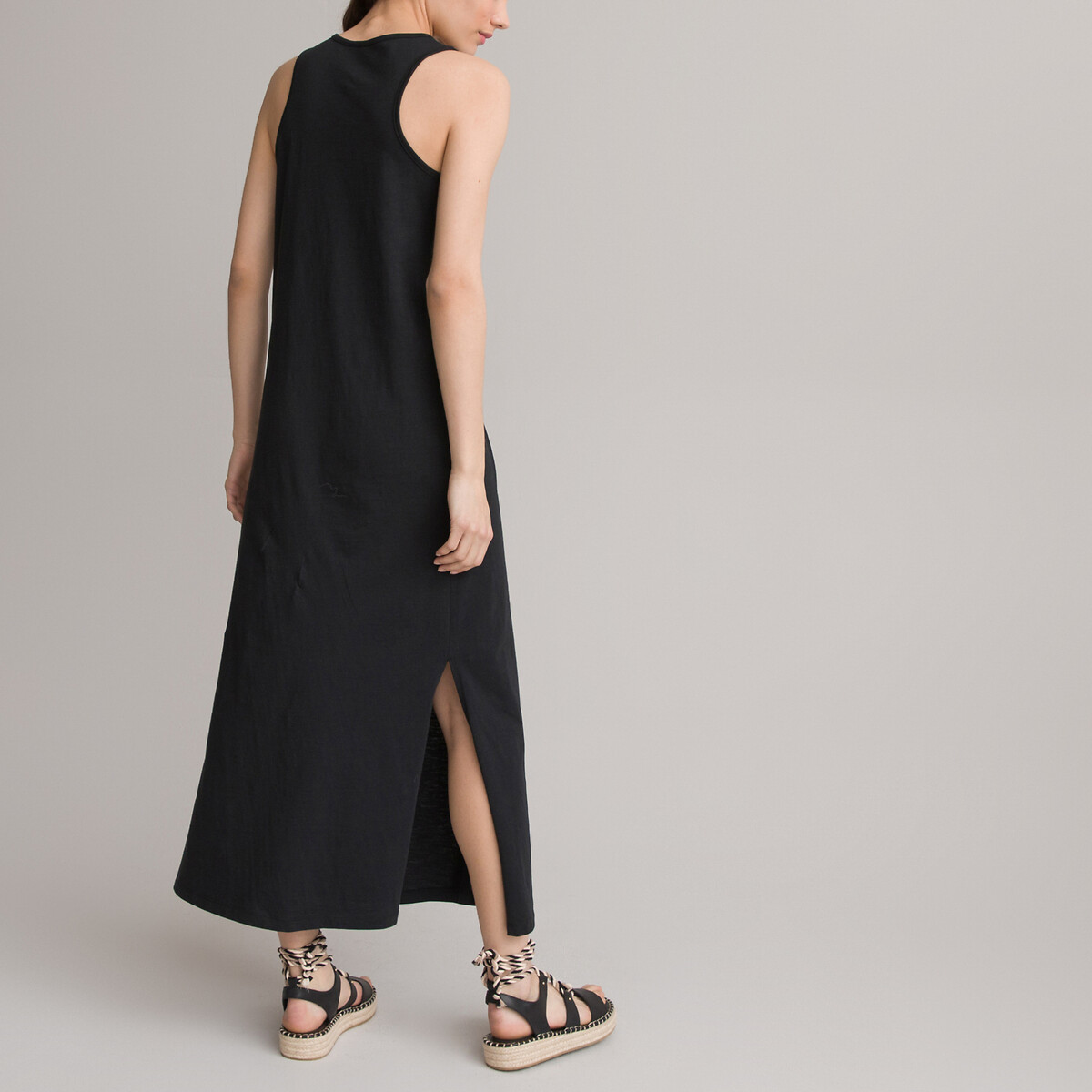 Платье LaRedoute Без рукавов макси из трикотажа 100 хлопок S черный, размер S - фото 4