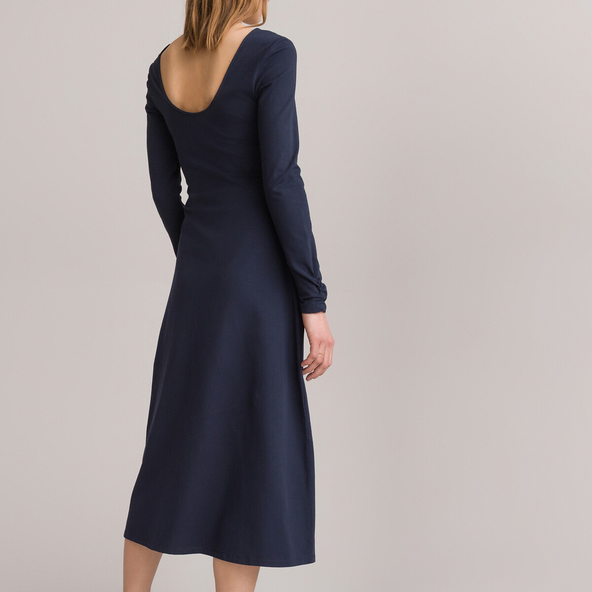 Платье LA REDOUTE COLLECTIONS С V-образным вырезом спереди и на спинке и длинными рукавами 50 синий, размер 50 - фото 4
