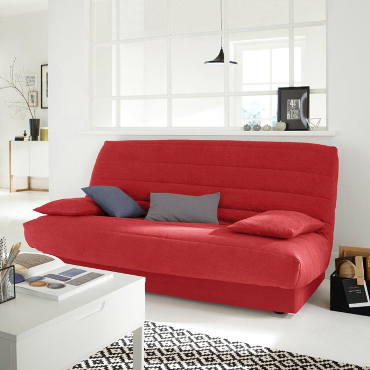 Чехол LaRedoute Из искусственной замши для раскладного дивана единый размер красный