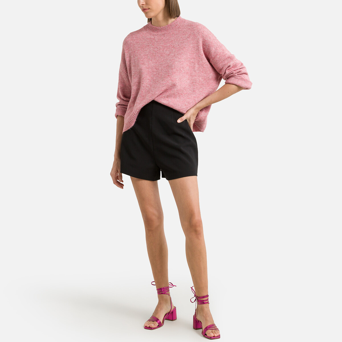 Пуловер Короткий из пышного трикотажа XS розовый LaRedoute, размер XS - фото 2