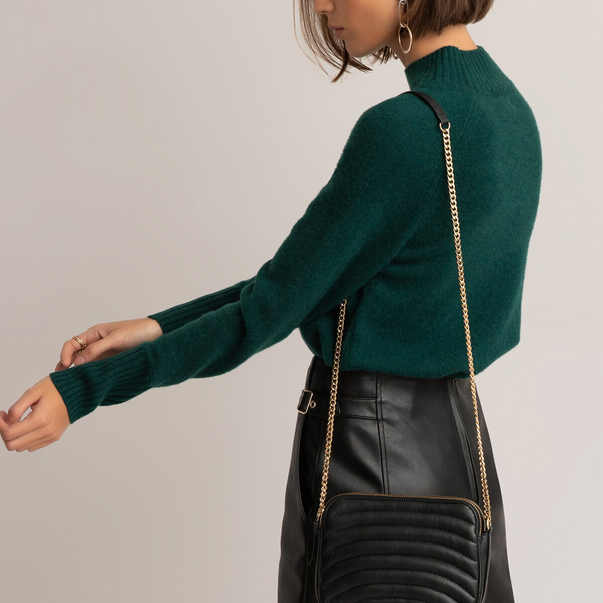 Пуловер La Redoute С воротником-стойкой из смесового переработанного кашемира S зеленый, размер S - фото 4