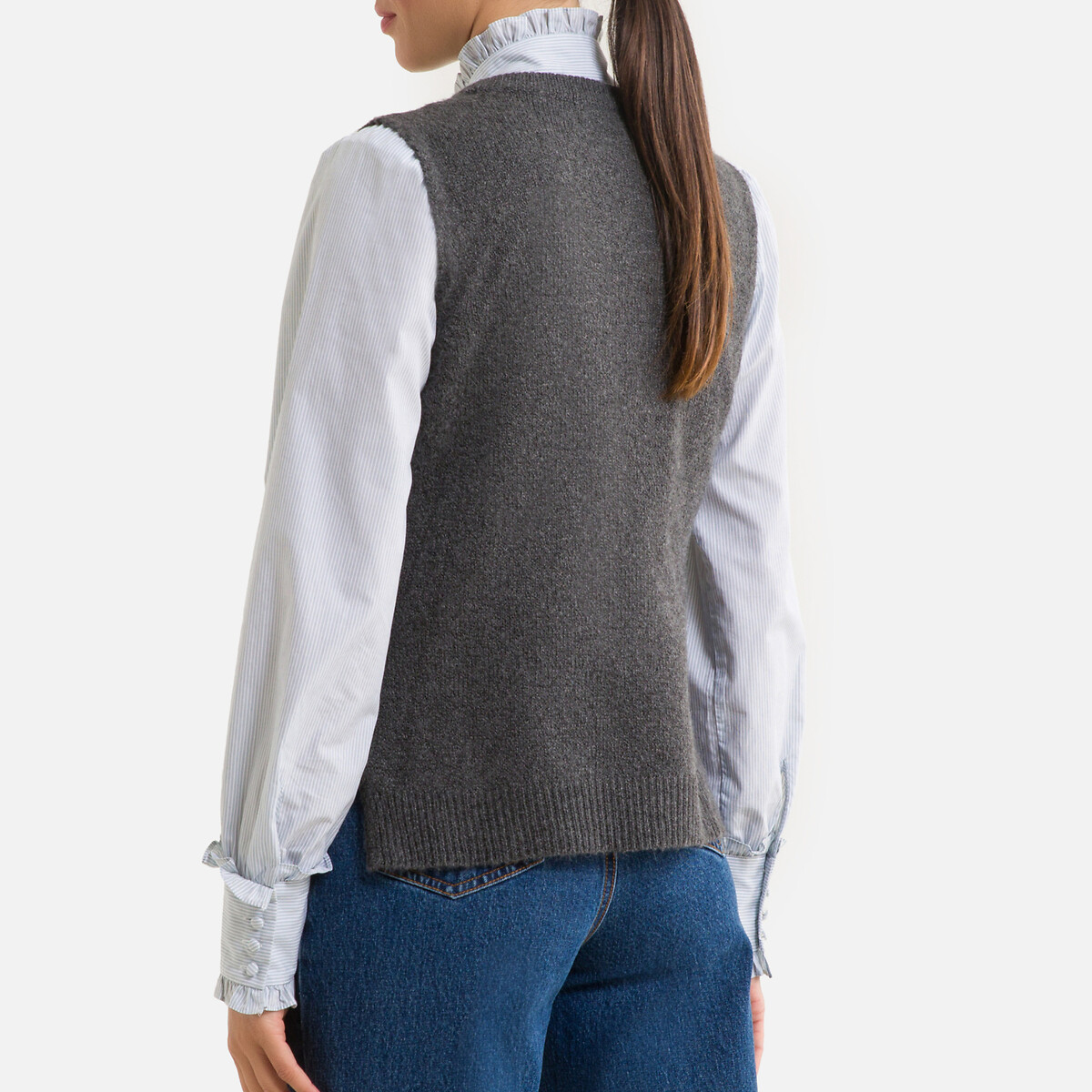 Пуловер JDY Без рукавов из тонкого трикотажа M серый, размер M - фото 4
