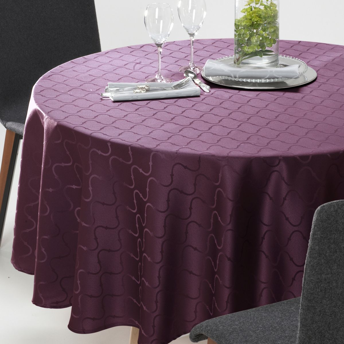 Nappe ronde jacquard damassé SALOMÉ