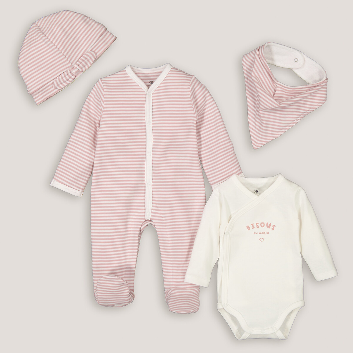 Комплект для новорожденного из четырех LaRedoute розового цвета